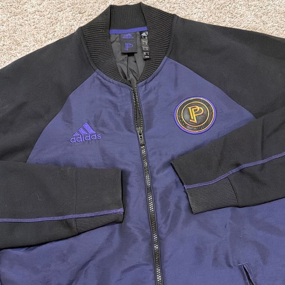 Vintage Adidas X Paul Pogba Bomber Jacket | Black & Purple | Medium